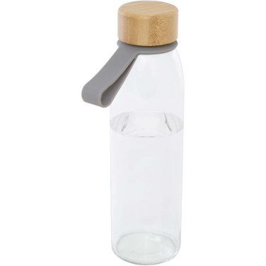 Logo trade advertising product photo of: Porto 500 ml glass water bottle with silicone handle and bamboo lid