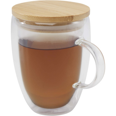 Logo trade corporate gifts image of: Leona 350 ml glass cup with bamboo lid
