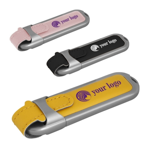 Logo trade corporate gifts picture of: Leather USB stick
