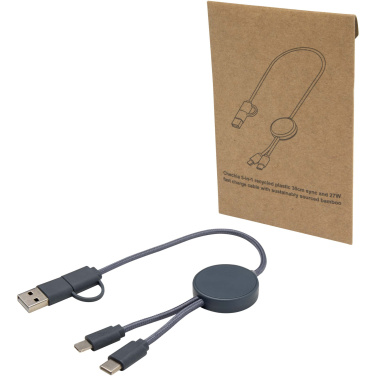 Logo trade promotional merchandise photo of: Citala 5-in-1 recycled plastic 30 cm data sync and 27W fast charge cable