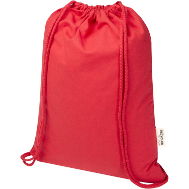 Logo trade promotional products image of: Oregon Blend 140 g/m² GRS recycled drawstring bag 5L
