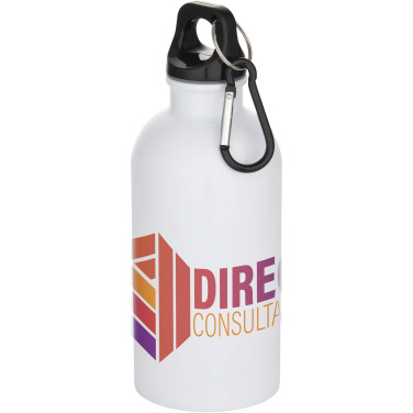 Logotrade promotional item picture of: Oregon 400 ml sublimation RCS recycled single wall stainless steel water bottle with carabiner