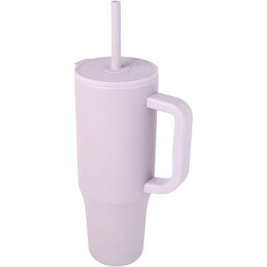 Logo trade promotional products image of: Brady 900 ml RCS certified insulated tumbler with silicone straw