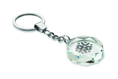 Logo trade promotional products image of: Glass round award key ring