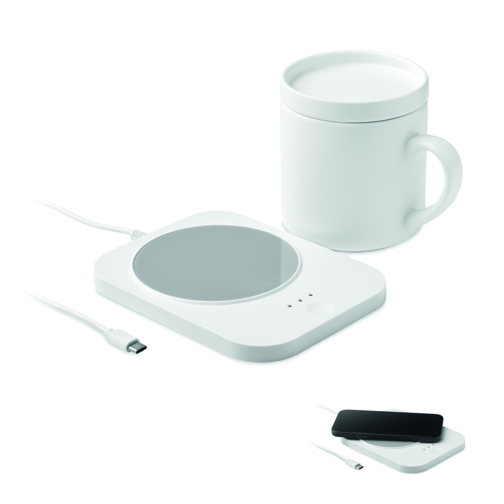 Logotrade promotional merchandise picture of: Wireless charger mug warmer set