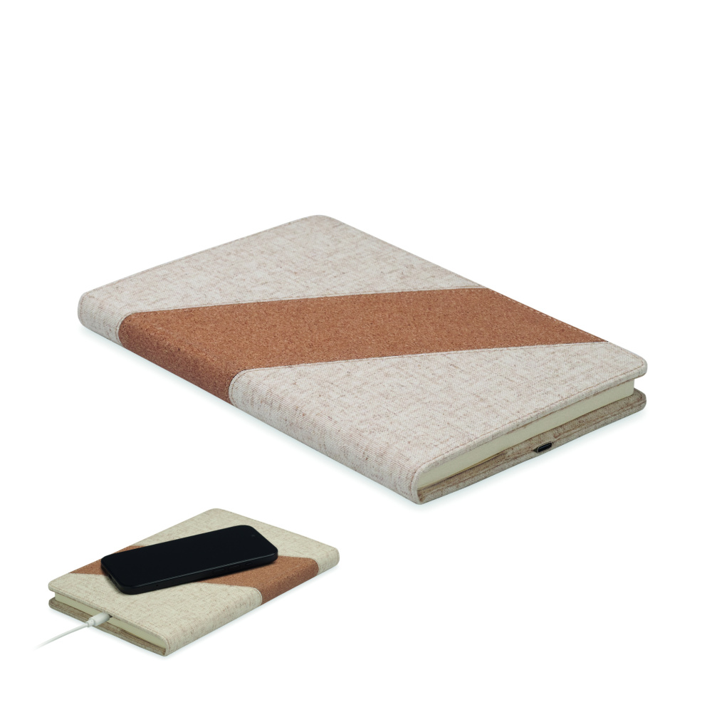 Logo trade promotional gifts picture of: A5 notebook with 15W charger