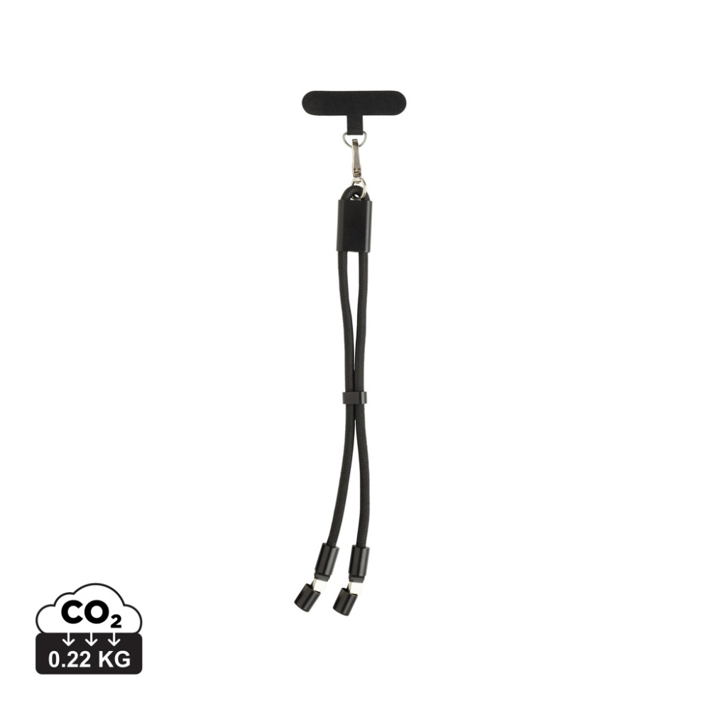 Logo trade promotional gift photo of: LoopAmp RCS RPET adjustable phone wrist strap 60W cable