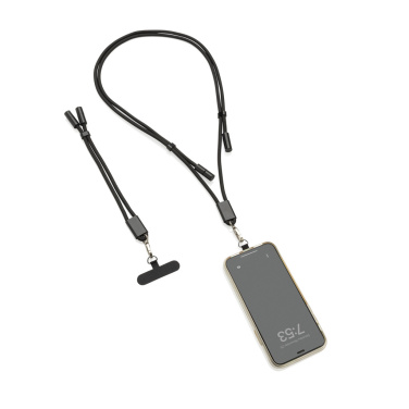 Logo trade corporate gift photo of: LoopAmp RCS RPET adjustable phone wrist strap 60W cable
