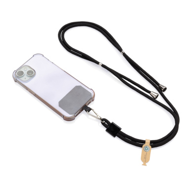 Logo trade promotional merchandise photo of: CarryLoop RCS recycled PET adjustable phone holder lanyard