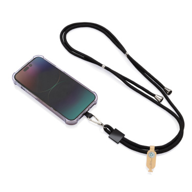 Logo trade corporate gifts image of: CarryLoop RCS recycled PET adjustable phone holder lanyard