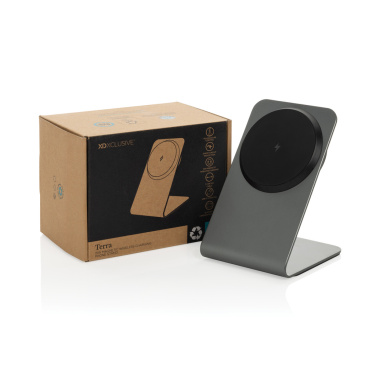 Logotrade promotional item image of: Terra aluminium 15W magnetic wireless charging phone stand