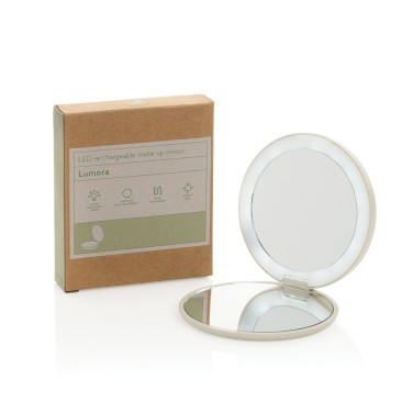 Logotrade business gift image of: Lumora RCS recycled plastic LED re-chargeable make-up mirror