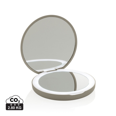 Logo trade promotional merchandise photo of: Lumora RCS recycled plastic LED re-chargeable make-up mirror