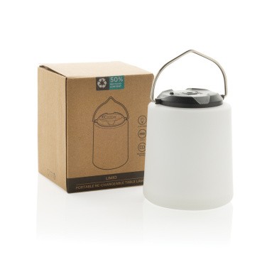 Logo trade promotional giveaways image of: Limio RCS recycled plastic portable re-chargeable table lamp