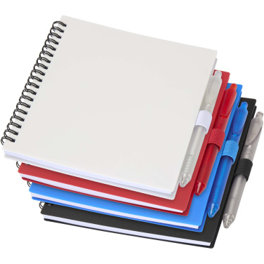 Logo trade corporate gifts picture of: Niove recycled plastic soft cover notebook and ballpoint pen set (blue ink)