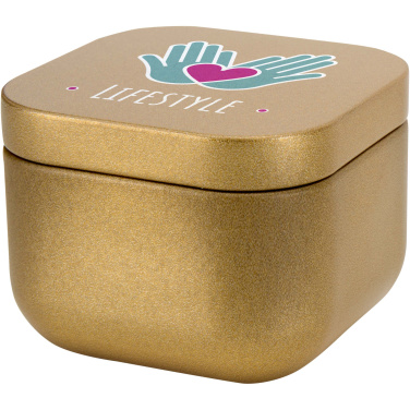 Logo trade promotional merchandise picture of: Tindra square tin candle with vanilla aroma