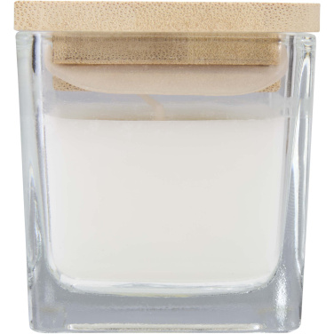 Logotrade promotional giveaway image of: Ambra square glass candle with bamboo lid