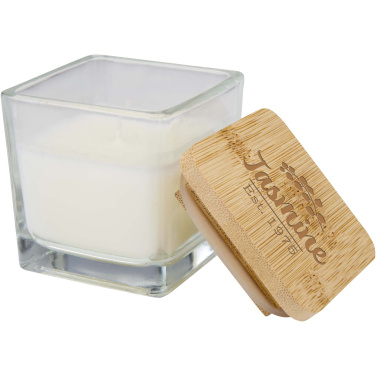 Logotrade corporate gift image of: Ambra square glass candle with bamboo lid