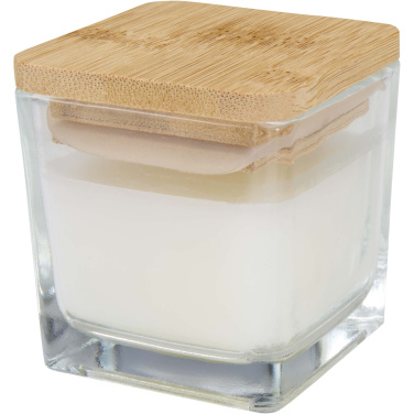 Logotrade promotional merchandise picture of: Ambra square glass candle with bamboo lid