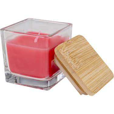 Logo trade promotional items picture of: Ambra square glass candle with bamboo lid