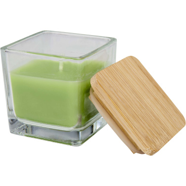 Logotrade promotional products photo of: Ambra square glass candle with bamboo lid
