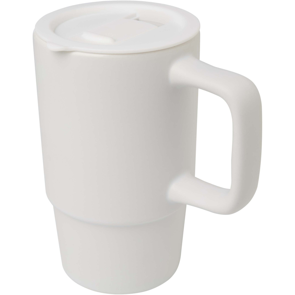 Logo trade promotional merchandise photo of: Carter 450 ml ceramic mug with plastic lid