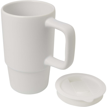 Logo trade promotional giveaways picture of: Carter 450 ml ceramic mug with plastic lid