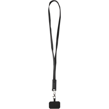 Logotrade corporate gifts photo of: Franz recycled plastic smartphone lanyard with built-in data sync and 65W fast charge 5-in-1 cable