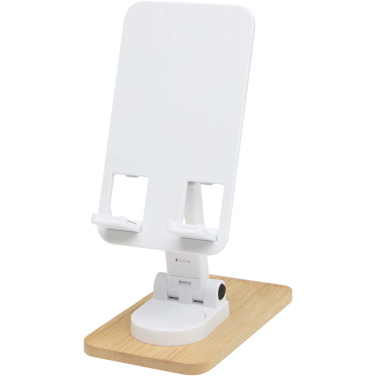 Logo trade advertising products picture of: Alfirk recycled plastic foldeable desk phone stand with bamboo details