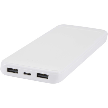 Logotrade promotional giveaway image of: Adhil 10.000 mAh 10W recycled plastic power bank with 2 built-in cables