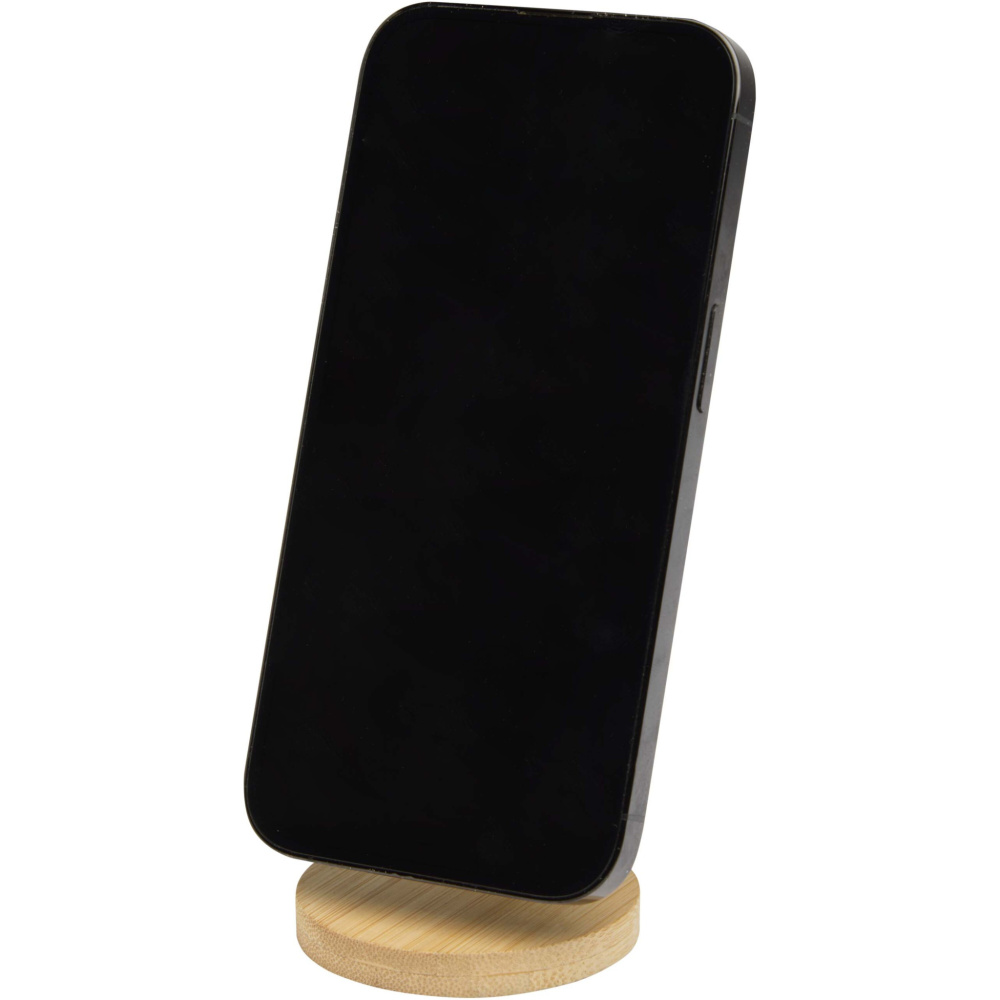 Logotrade advertising products photo of: Alcor recycled plastic foldeable magnetic phone stand with bamboo details