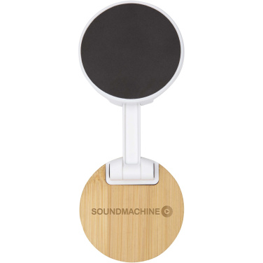 Logo trade promotional merchandise picture of: Alcor recycled plastic foldeable magnetic phone stand with bamboo details