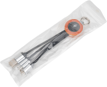 Logotrade promotional gift image of: 4-in-1 cable with elighted logo in a wooden casing