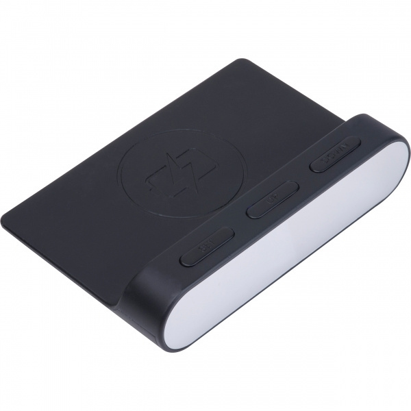 Logo trade promotional merchandise picture of: Alarm Clock and Wireless Charger ADELAIDE