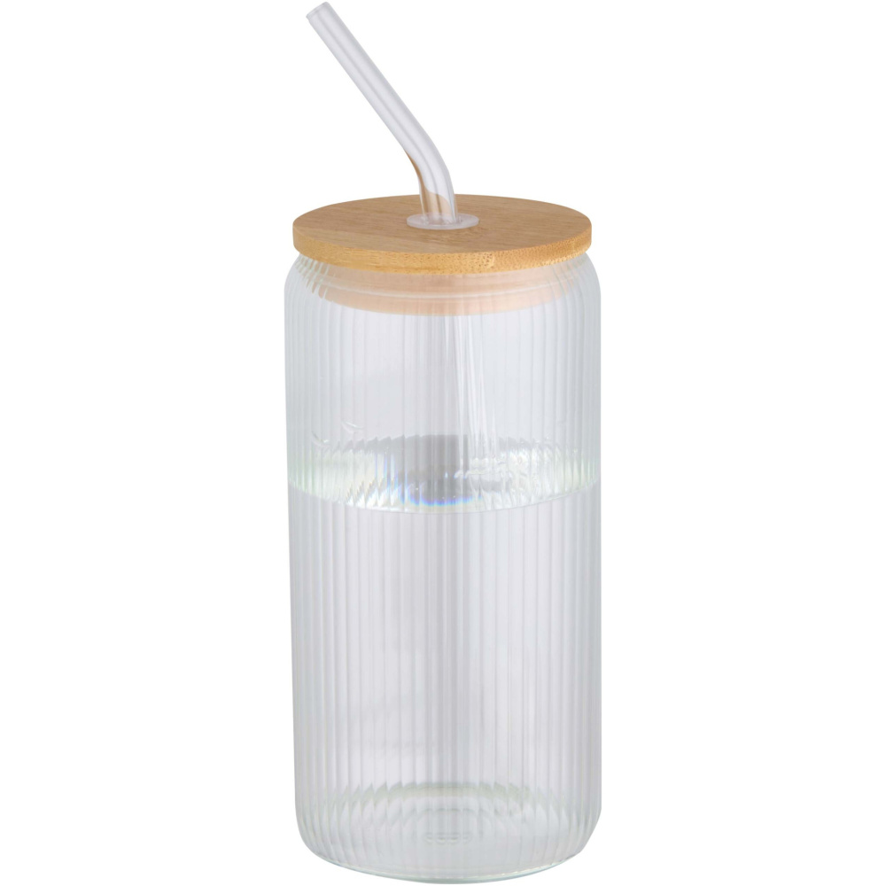 Logo trade promotional item photo of: Mirage 500 ml single-walled borosilicate glass jar with bamboo lid