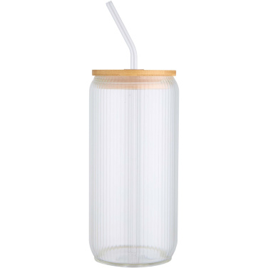 Logo trade promotional items picture of: Mirage 500 ml single-walled borosilicate glass jar with bamboo lid