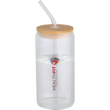 Logotrade promotional merchandise picture of: Mirage 500 ml single-walled borosilicate glass jar with bamboo lid