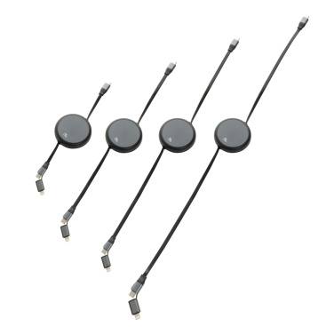 Logo trade promotional merchandise image of: Terra RCS recycled aluminium retractable 240W 2-in-1 cable