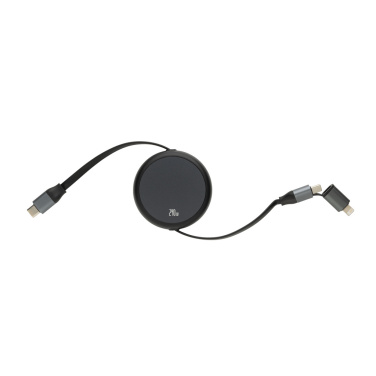 Logo trade promotional giveaways image of: Terra RCS recycled aluminium retractable 240W 2-in-1 cable