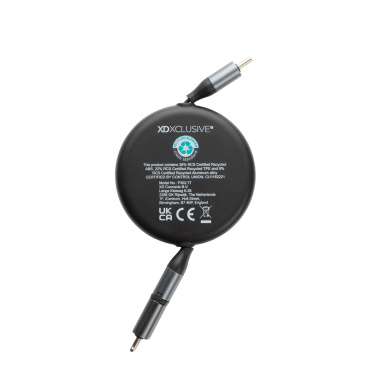 Logotrade corporate gifts photo of: Terra RCS recycled aluminium retractable 240W 2-in-1 cable