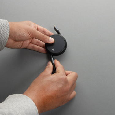 Logo trade corporate gift photo of: Terra RCS recycled aluminium retractable 240W 2-in-1 cable
