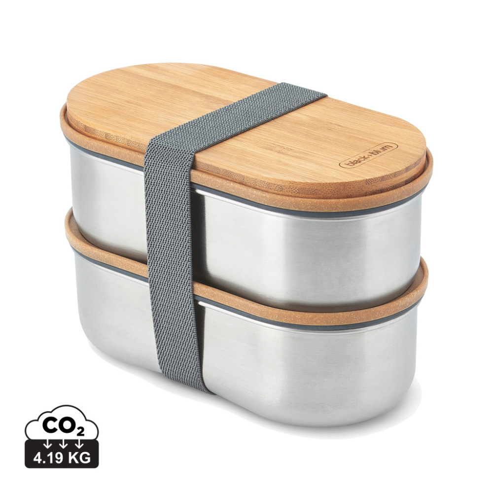 Logo trade promotional gifts picture of: Black+Blum Stainless Steel Double Bento Box