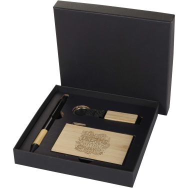 Logo trade promotional items image of: Minka RCS recycled aluminium ballpoint pen, keychain and RFID card holder gift set