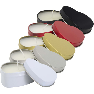 Logo trade promotional items image of: Blissful heart-shaped tin candle with vanilla aroma