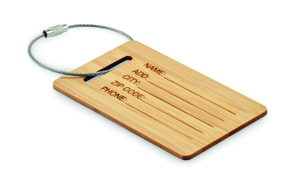 Logo trade promotional product photo of: Bamboo luggage tag