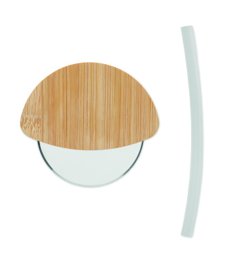 Logo trade promotional giveaways picture of: Round bamboo pizza cutter