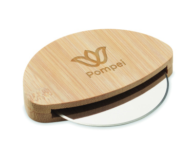Logotrade promotional product picture of: Round bamboo pizza cutter
