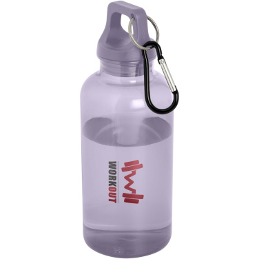 Logo trade advertising product photo of: Oregon 400 ml RCS certified recycled plastic water bottle with carabiner