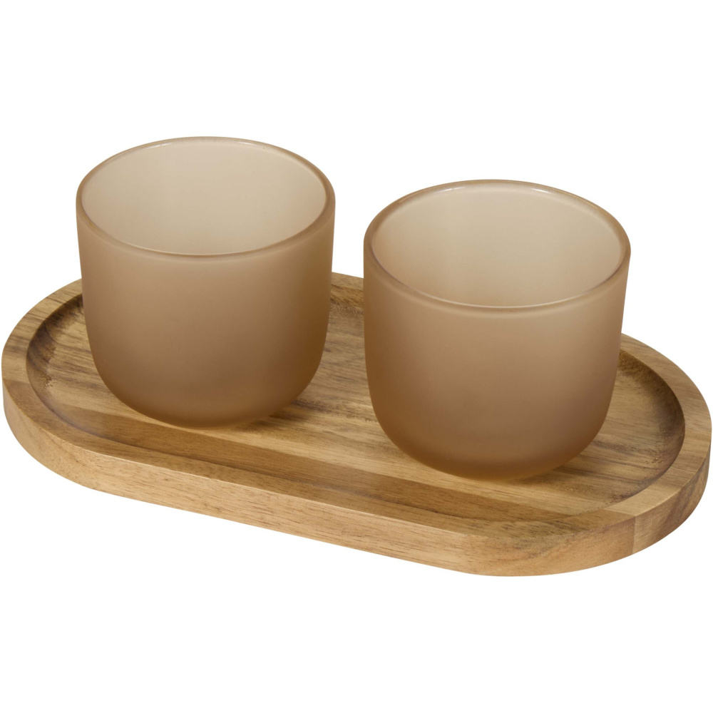 Logo trade promotional merchandise picture of: Male wooden serving tray and glass cups set