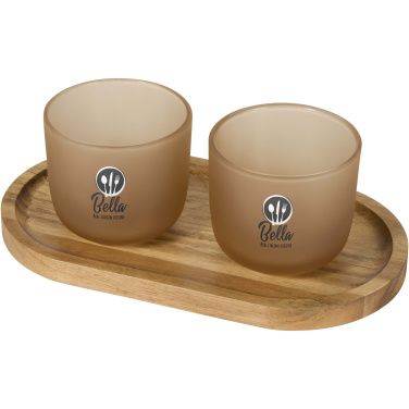 Logotrade promotional gift image of: Male wooden serving tray and glass cups set